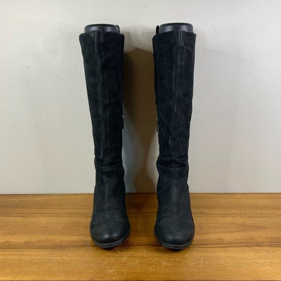 Vince Camuto Black Pebble Leather Corset Laced Boot Size 6.5 - Picture 2 of 9